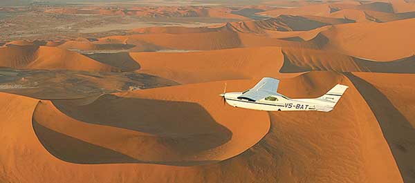 flying over the Namib desert